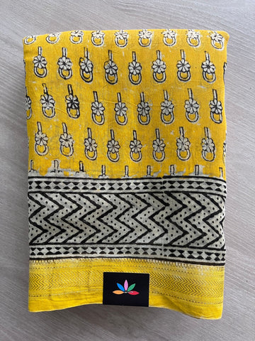 Zari Border Chanderi Silk Cotton Saree with Blouse-24520