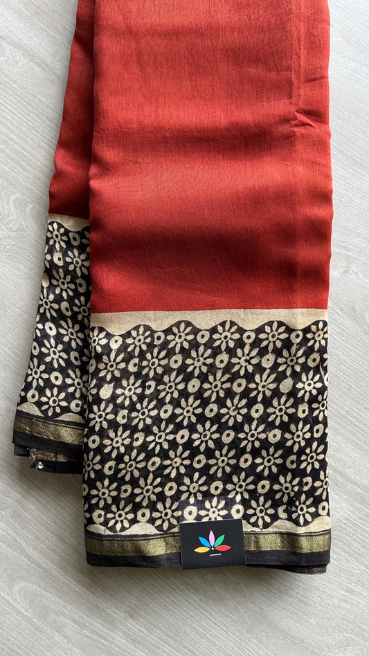 Handblock Printed Chanderi Cotton Silk Saree -24582