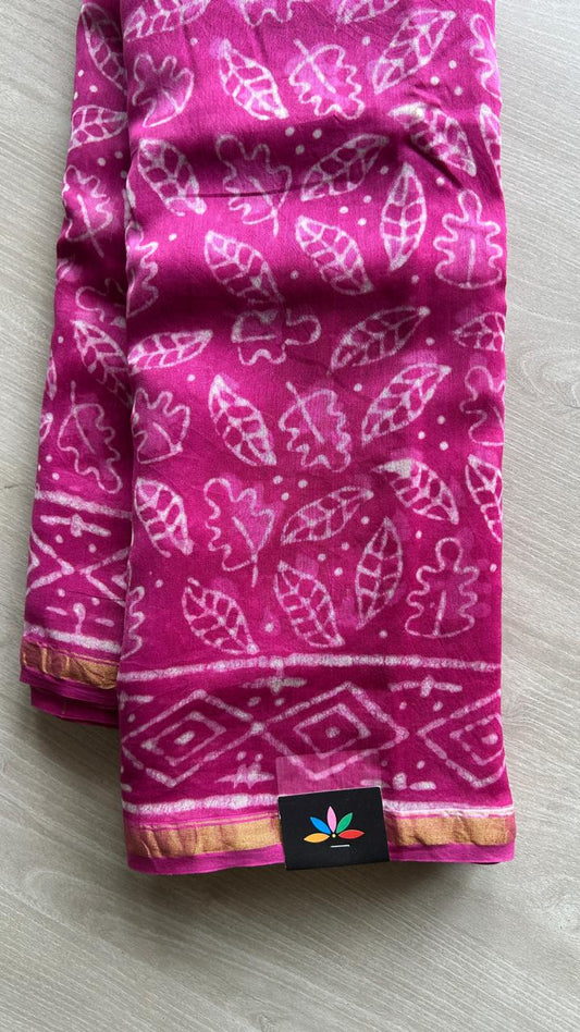Handblock Printed Chanderi Cotton Silk Saree -24584