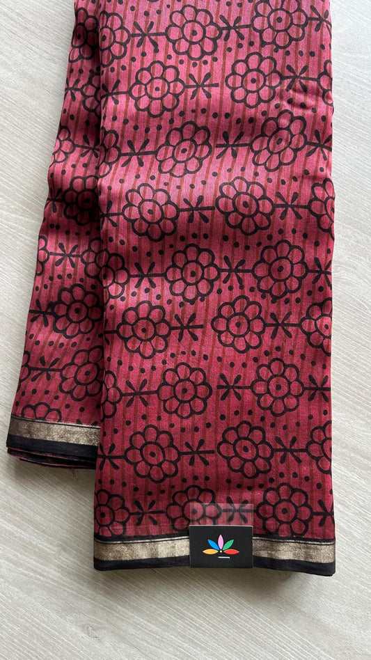 Handblock Printed Chanderi Cotton Silk Saree -24585