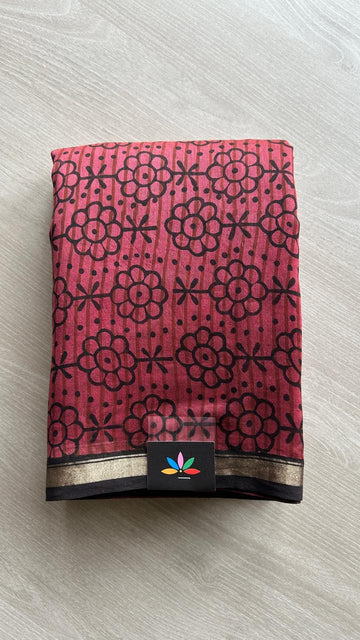 Handblock Printed Chanderi Cotton Silk Saree -24585