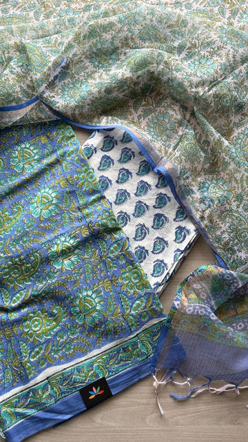 Hand Block Printed Cotton Suit with Kota Duppata -24651