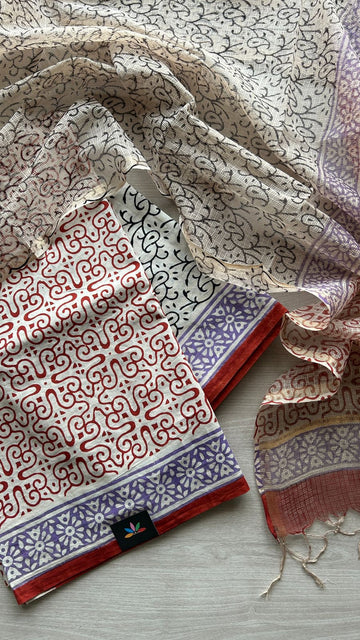 Hand Block Printed Cotton Suit with Kota Duppata -24652