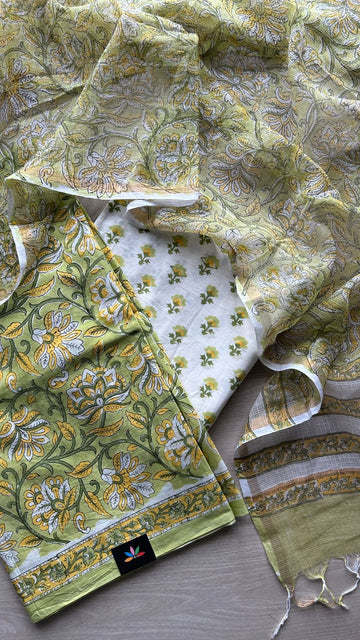Hand Block Printed Cotton Suit with Kota Duppata -24656
