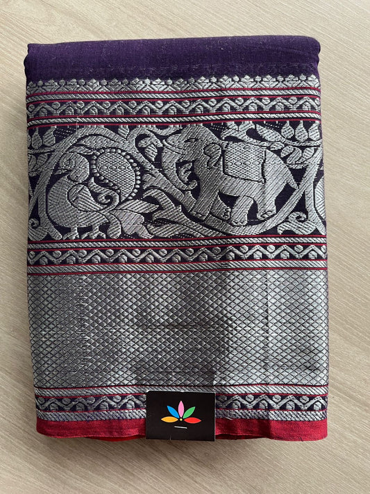 Long Elephant Border Narayanpet Mercerized Cotton Saree -24792