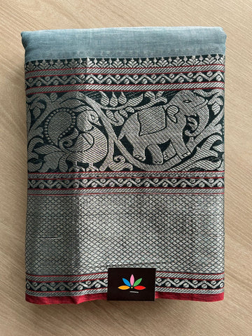 Long Elephant Border Narayanpet Mercerized Cotton Saree -24795