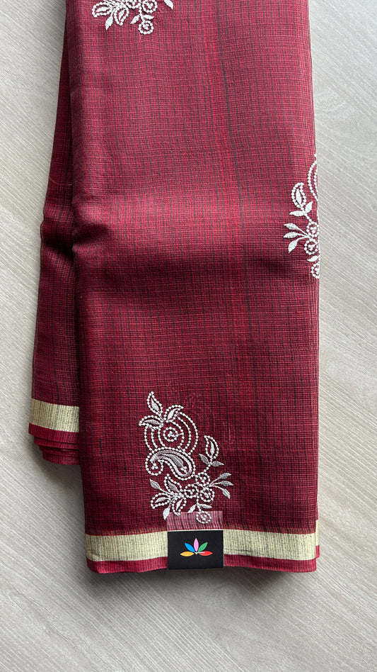 Machine Embroidered Blended Kota Saree-24824