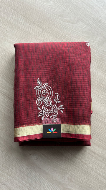 Machine Embroidered Blended Kota Saree-24824