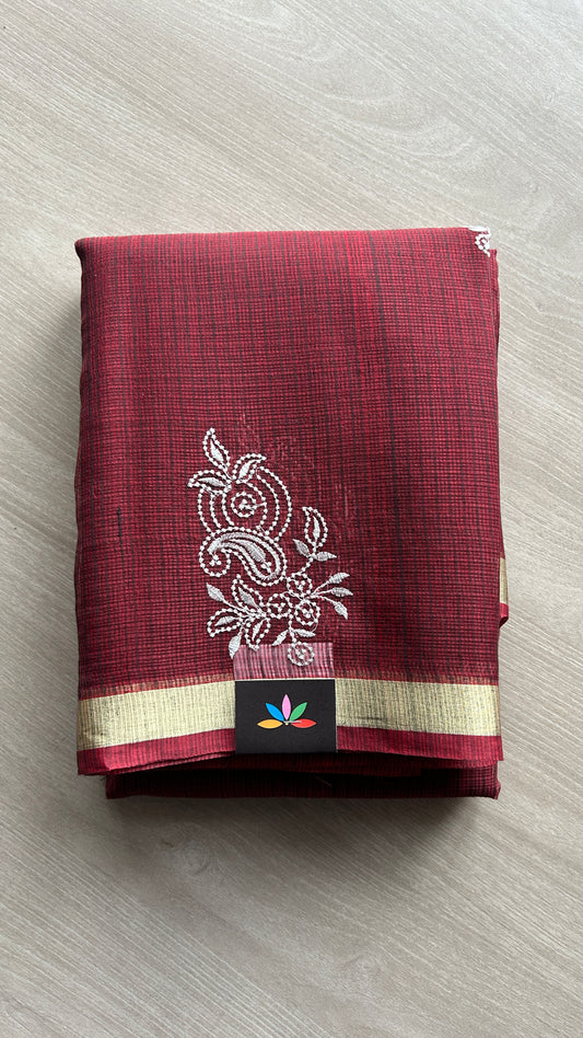 Machine Embroidered Blended Kota Saree-24824