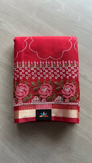 Machine Embroidered Blended Kota Saree-24835