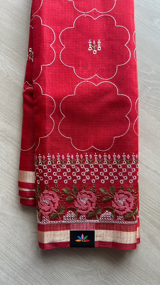 Machine Embroidered Blended Kota Saree-24835