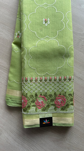 Machine Embroidered Blended Kota Saree-24836