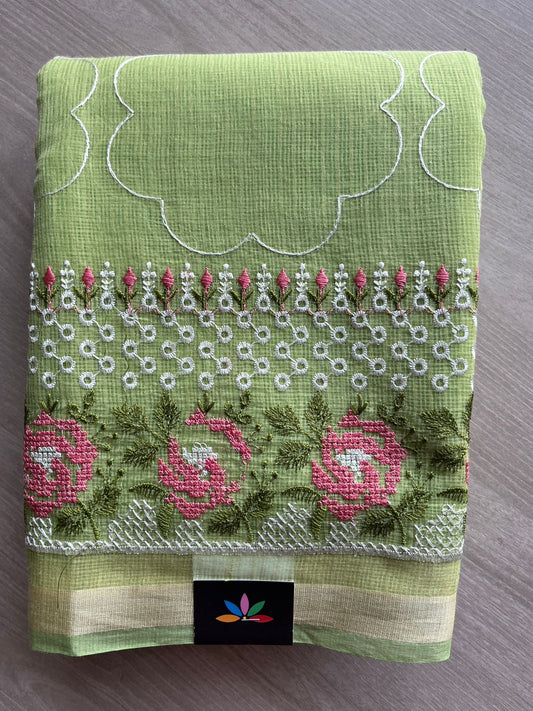 Machine Embroidered Blended Kota Saree-24836