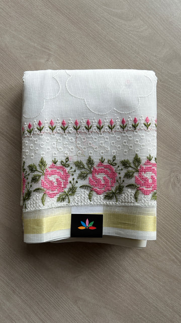 Machine Embroidered Blended Kota Saree-24837