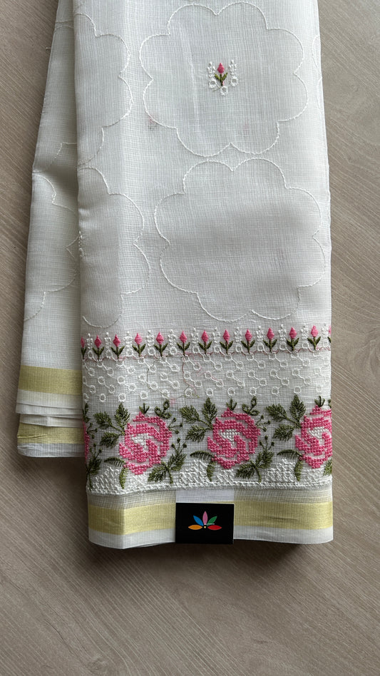 Machine Embroidered Blended Kota Saree-24837