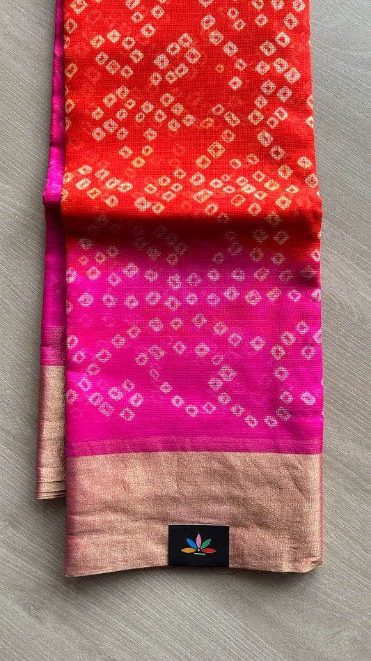 Bandhini Print Pure Kota Silk Saree-26498