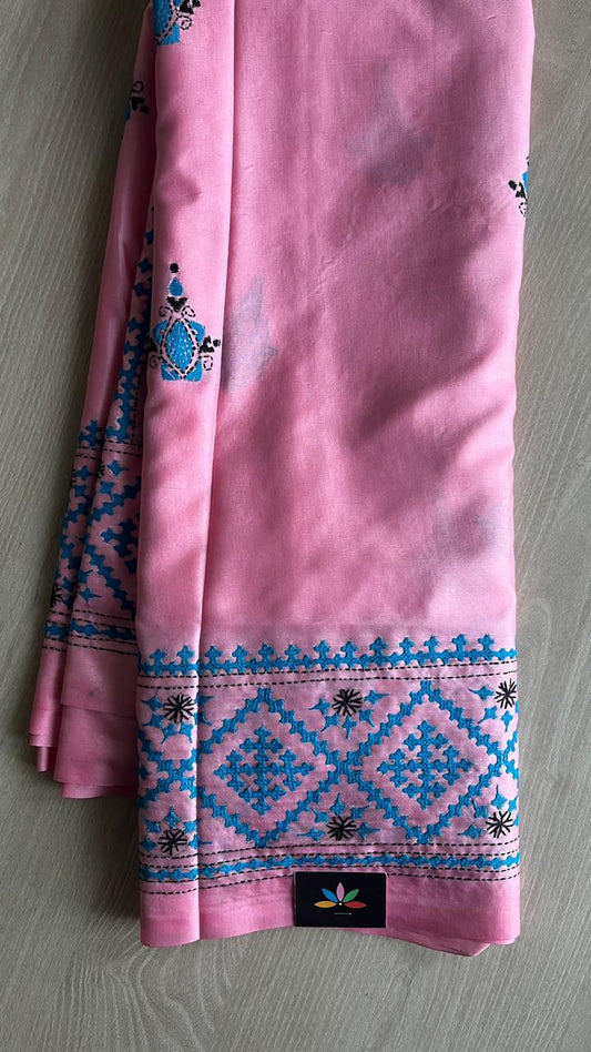 Gujarati Stitch Semi Bangalore Silk Saree -24905