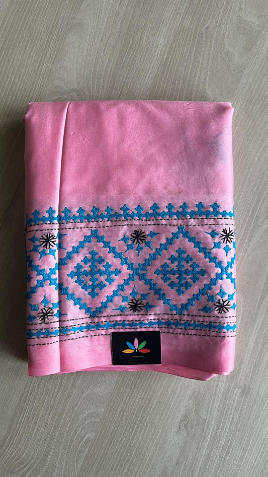 Gujarati Stitch Semi Bangalore Silk Saree -24905