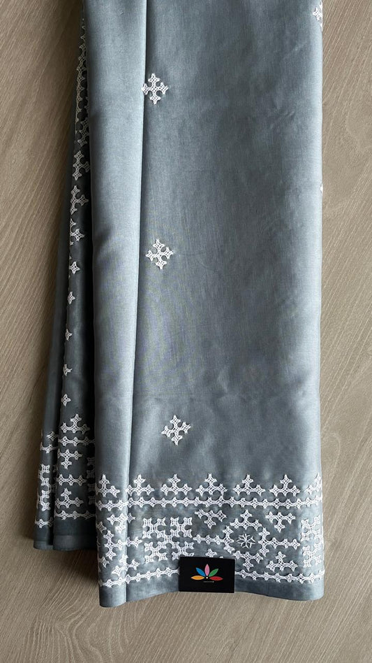 Gujarati Stitch Semi Bangalore Silk Saree -24906