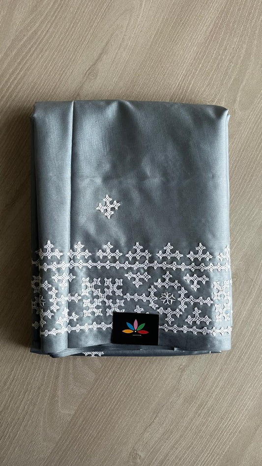 Gujarati Stitch Semi Bangalore Silk Saree -24906