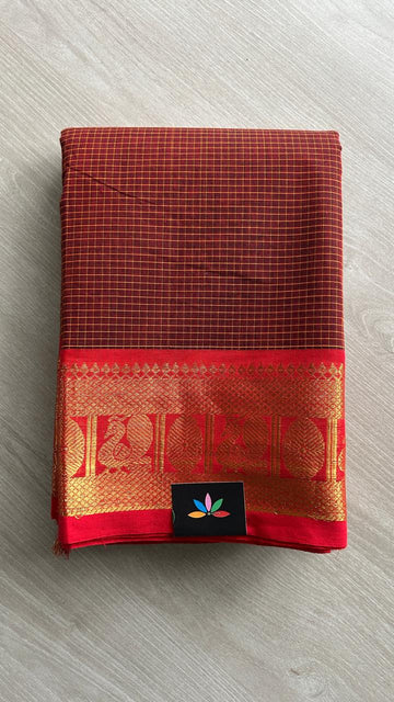Traditional Checked Chettinad Cotton Saree - 24911