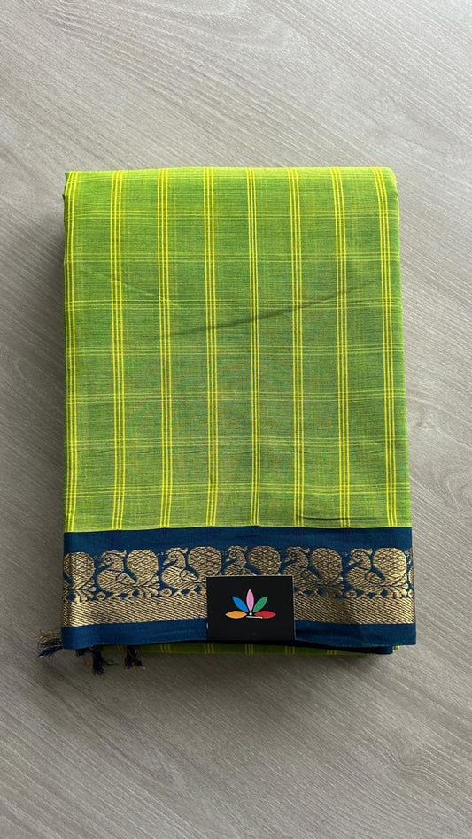 Traditional Checked Chettinad Cotton Saree - 24915