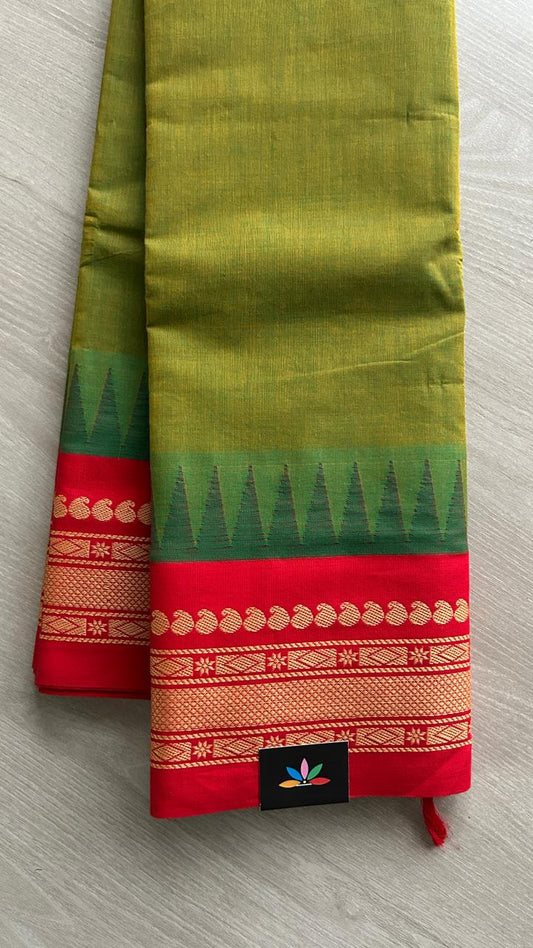 Temple Border Handloom Korvai Chettinad Cotton Saree -24922-24923
