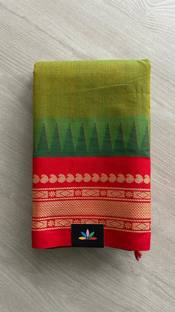 Temple Border Handloom Korvai Chettinad Cotton Saree -24922-24923