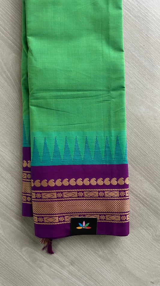 Temple Border Handloom Korvai Chettinad Cotton Saree -24928