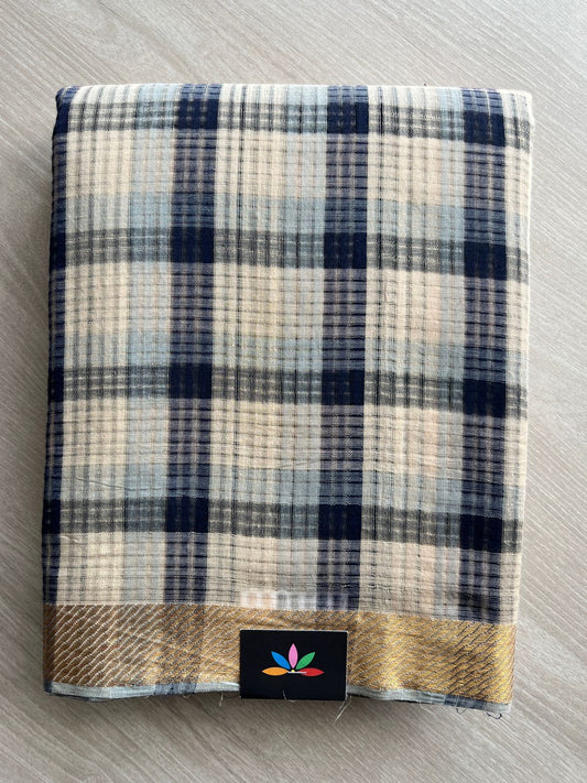 Checked Missing checks Handloom Mangalagiri Cotton Saree - 24984