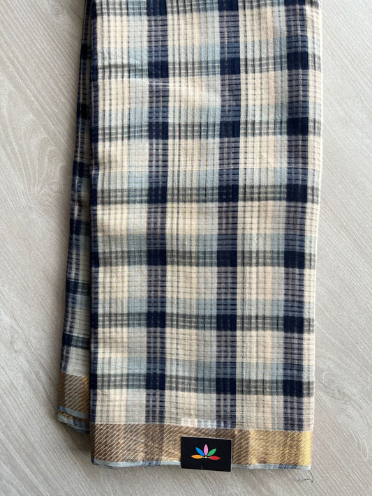 Checked Missing checks Handloom Mangalagiri Cotton Saree - 24984