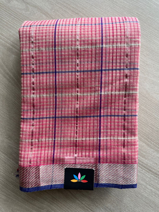 Checked Missing checks Handloom Mangalagiri Cotton Saree -24988