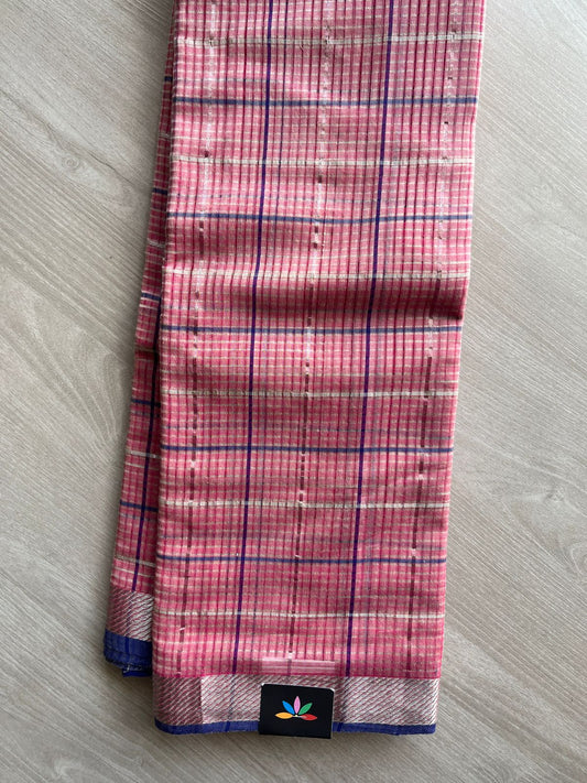 Checked Missing checks Handloom Mangalagiri Cotton Saree -24988
