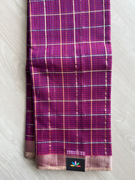 Checked Missing checks Handloom Mangalagiri Cotton Saree -24991