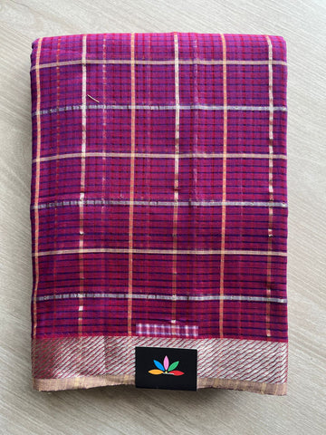 Checked Missing checks Handloom Mangalagiri Cotton Saree -24991