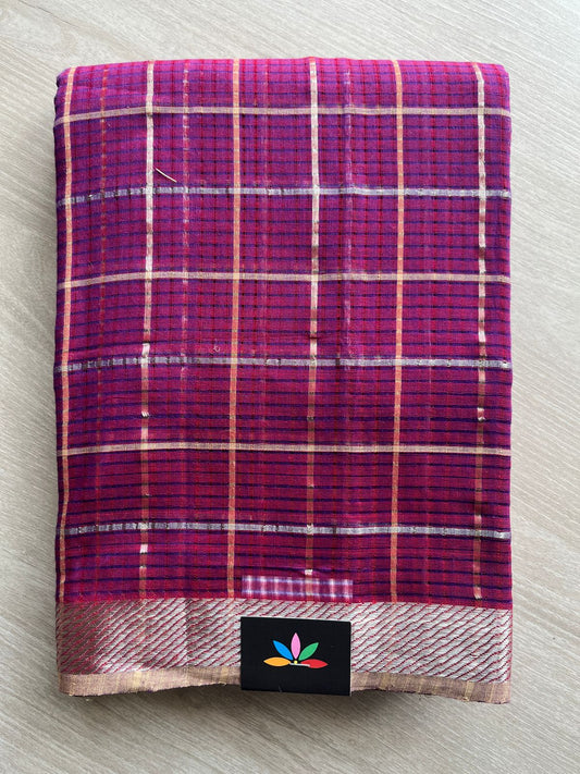 Checked Missing checks Handloom Mangalagiri Cotton Saree -24991