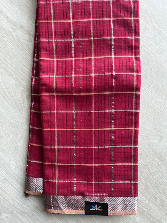 Checked Missing checks Handloom Mangalagiri Cotton Saree -24996