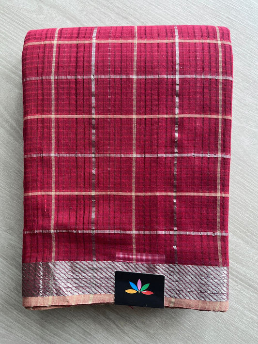 Checked Missing checks Handloom Mangalagiri Cotton Saree -24996