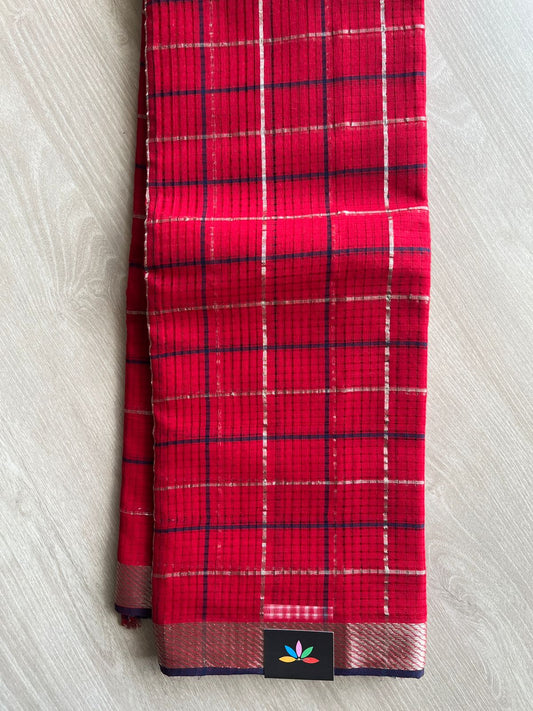 Checked Missing checks Handloom Mangalagiri Cotton Saree -24998