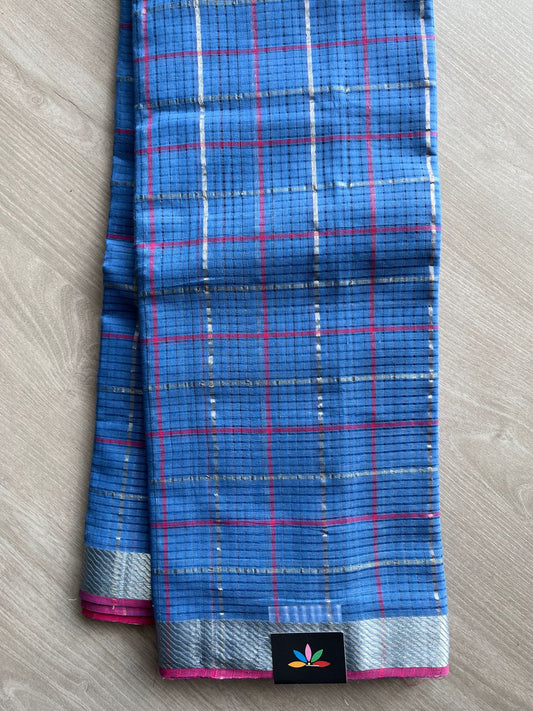Checked Missing checks Handloom Mangalagiri Cotton Saree -25000