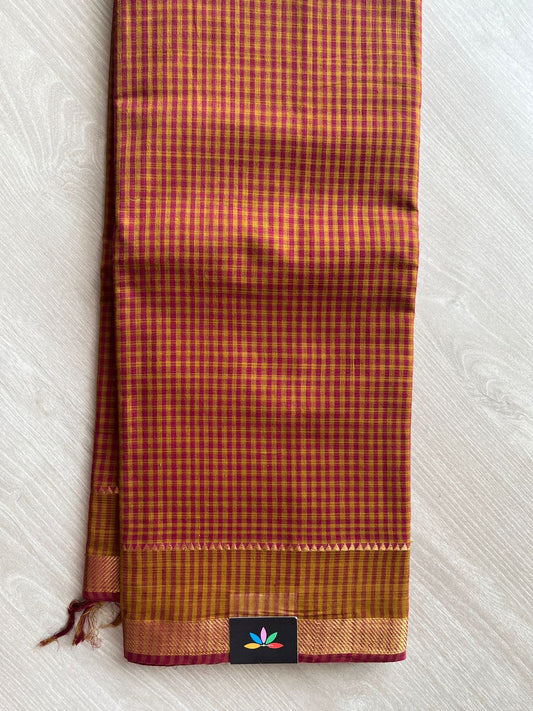 Handwoven Zari Border Mangalagiri Cotton Saree-25001-25013