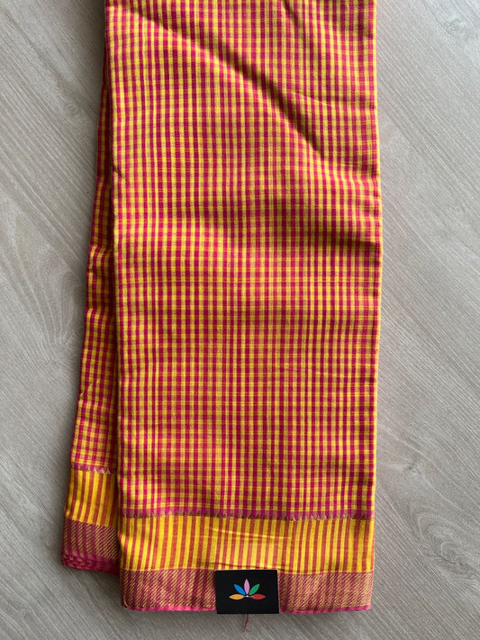 Handwoven Zari Border Mangalagiri Cotton Saree-25003