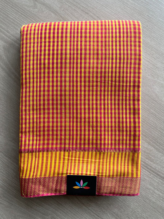 Handwoven Zari Border Mangalagiri Cotton Saree-25003