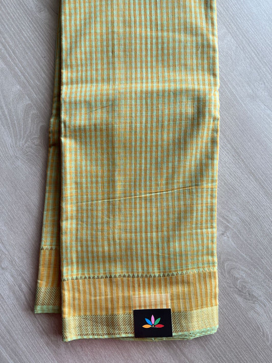 Handwoven Zari Border Mangalagiri Cotton Saree-25005