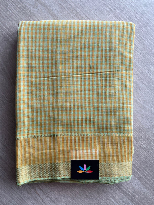 Handwoven Zari Border Mangalagiri Cotton Saree-25005