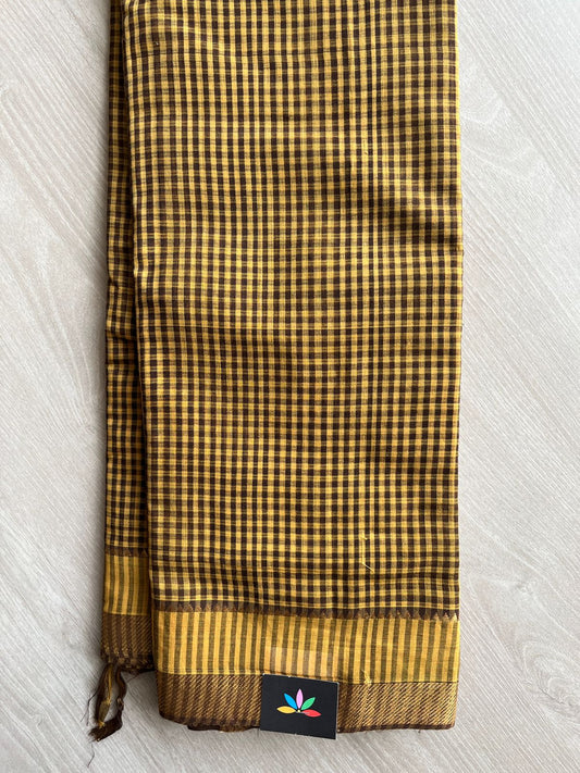 Handwoven Zari Border Mangalagiri Cotton Saree-25007