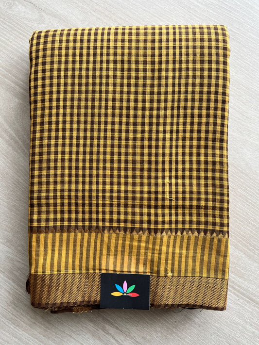 Handwoven Zari Border Mangalagiri Cotton Saree-25007