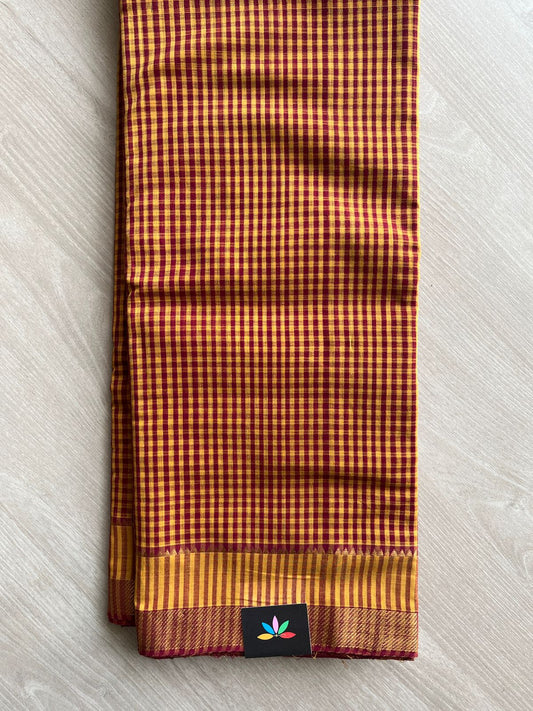 Handwoven Zari Border Mangalagiri Cotton Saree-25008