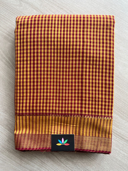 Handwoven Zari Border Mangalagiri Cotton Saree-25008