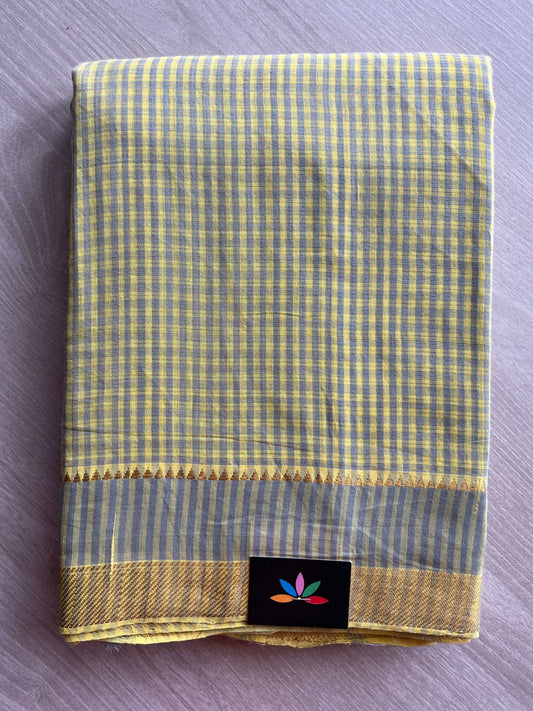 Handwoven Zari Border Mangalagiri Cotton Saree-25017